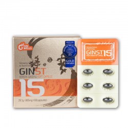Gold box with black soft ginseng capsules from the brand ILHWA..